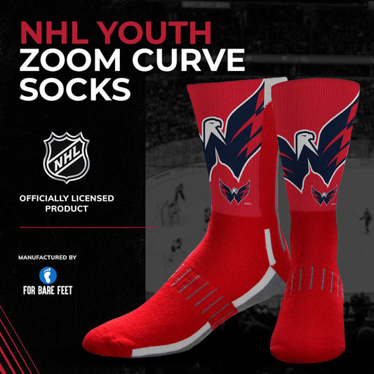 Washington Capitals Youth NHL Zoom Curve Team Crew Socks - Red