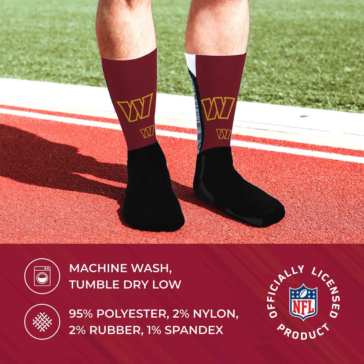 Washington Commanders NFL Adult Curve Socks - Black