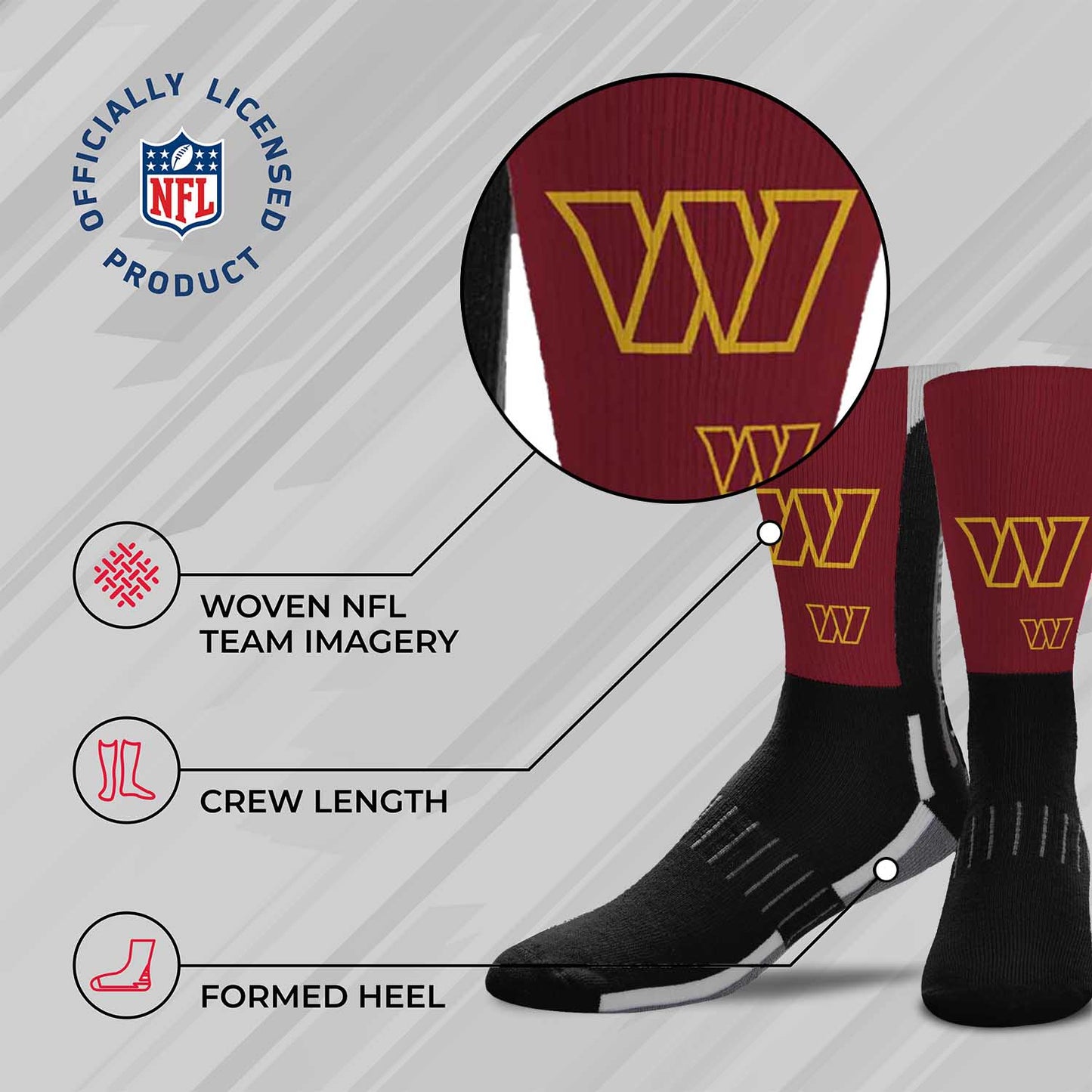 Washington Commanders NFL Adult Curve Socks - Black