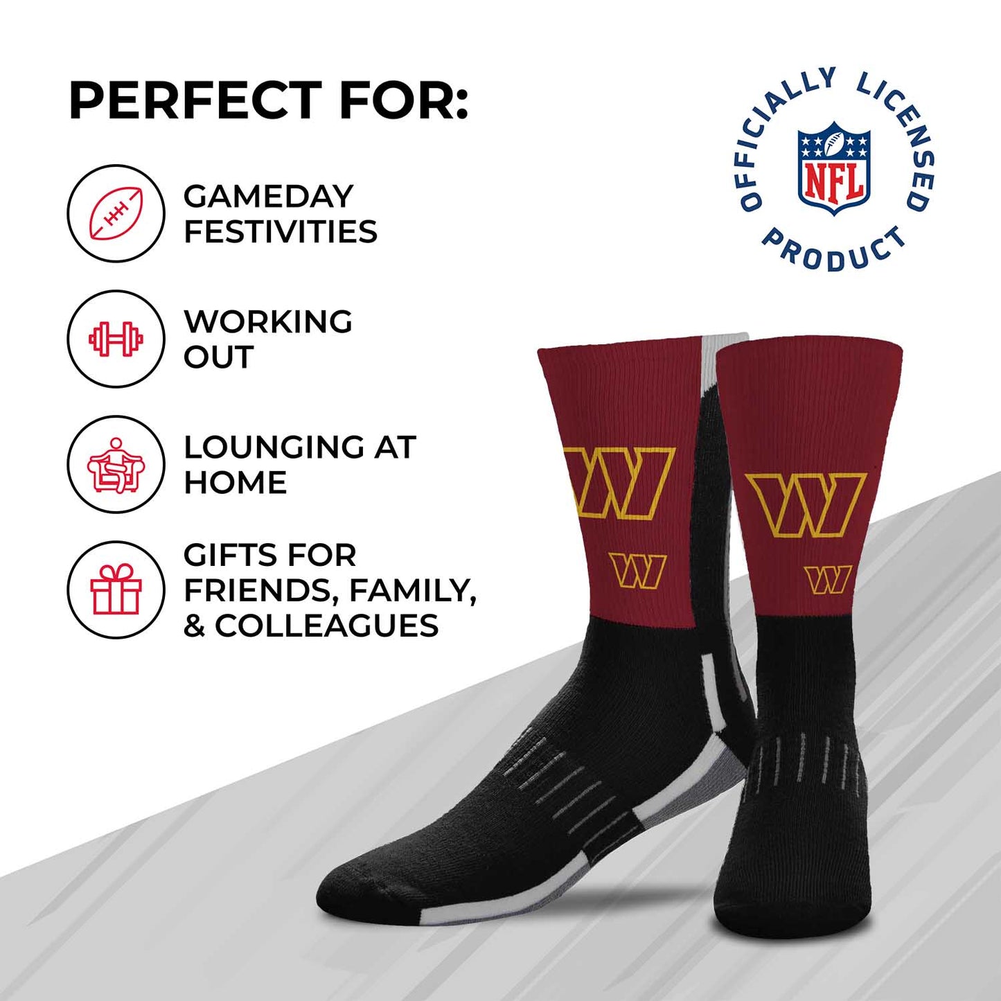 Washington Commanders NFL Adult Curve Socks - Black