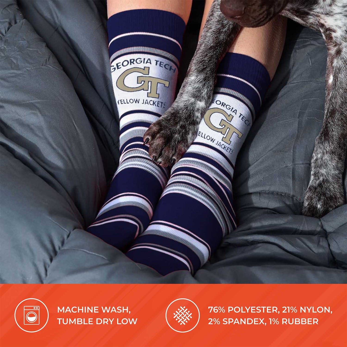 Georgia Tech Yellowjackets Collegiate University Striped Dress Socks - Navy