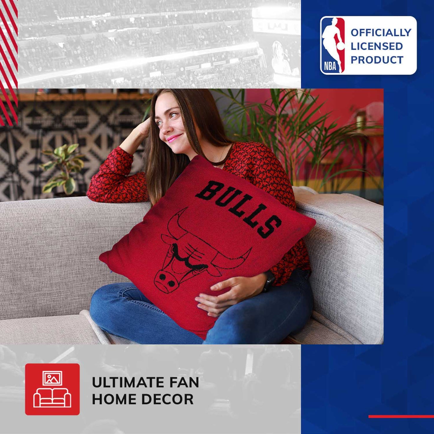 Chicago Bulls NBA Decorative Basketball Throw Pillow - Red