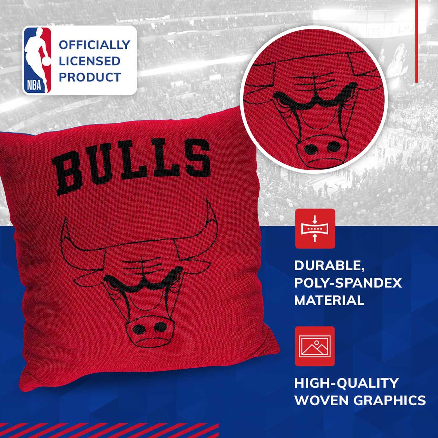 Chicago Bulls NBA Decorative Basketball Throw Pillow - Red