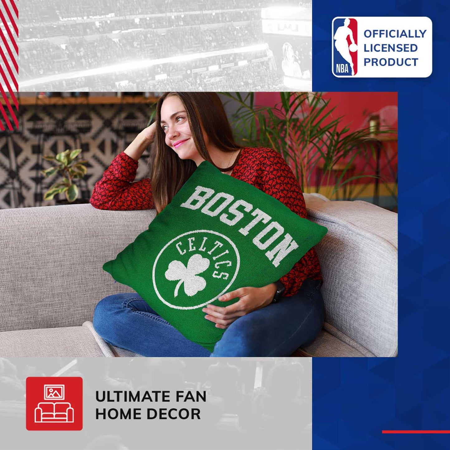 Boston Celtics NBA Decorative Basketball Throw Pillow - Green