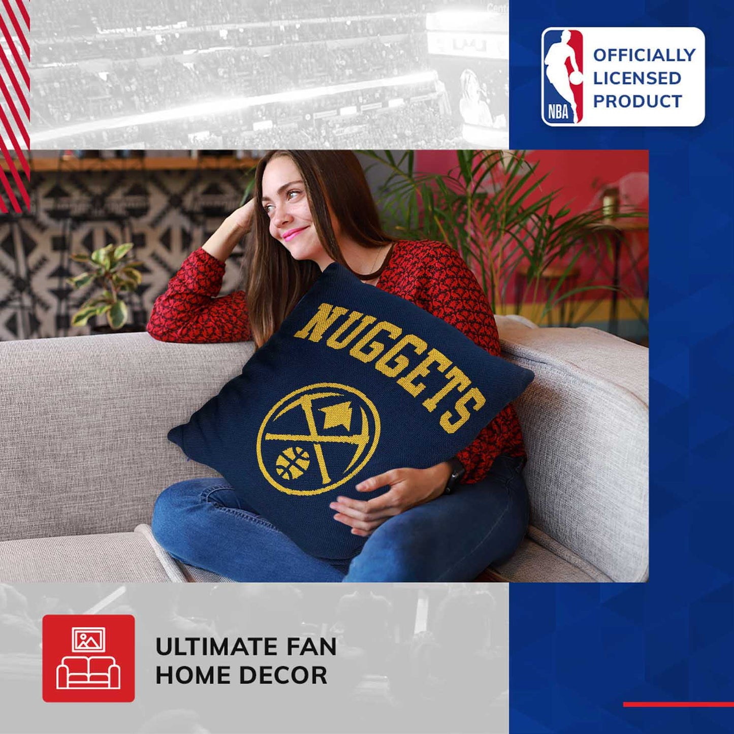 Denver Nuggets NBA Decorative Basketball Throw Pillow - Navy