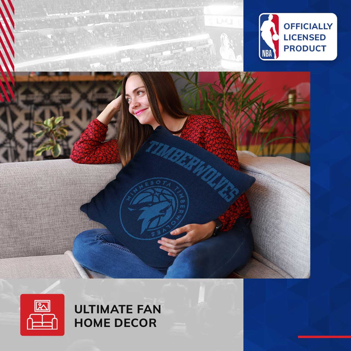 Minnesota Timberwolves NBA Decorative Basketball Throw Pillow - Navy