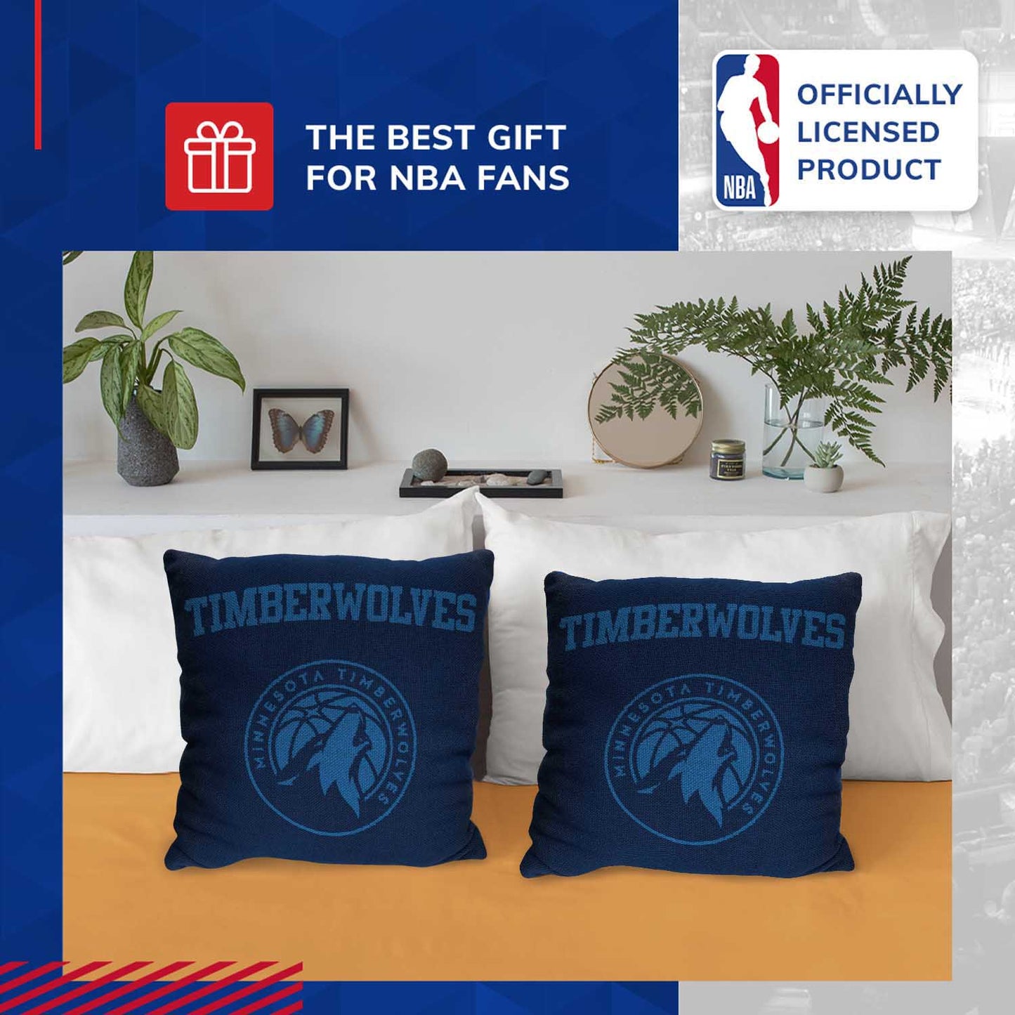 Minnesota Timberwolves NBA Decorative Basketball Throw Pillow - Navy