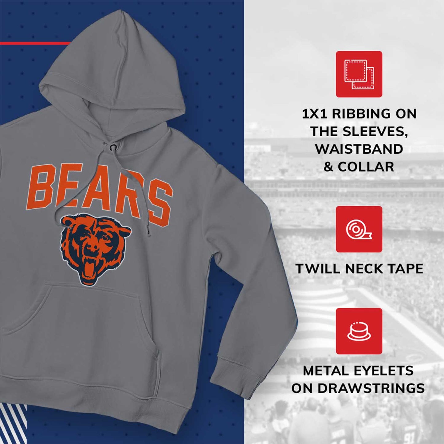Chicago Bears NFL Home Team Hoodie - Gray