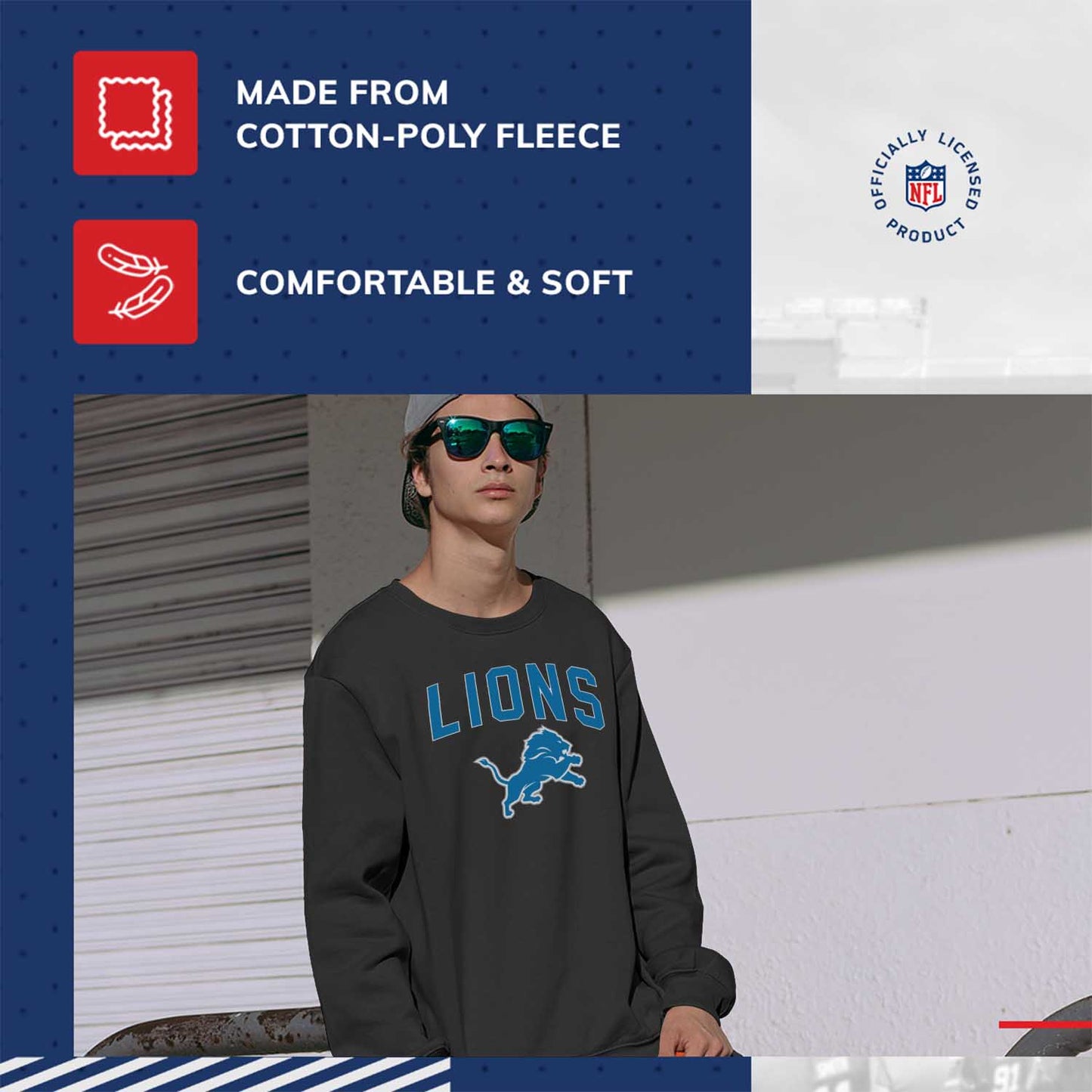 Detroit Lions NFL Home Team Crew - Black