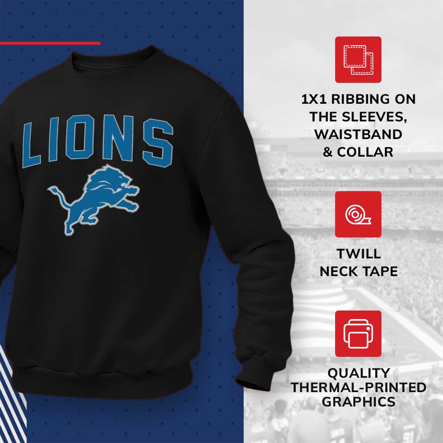 Detroit Lions NFL Home Team Crew - Black