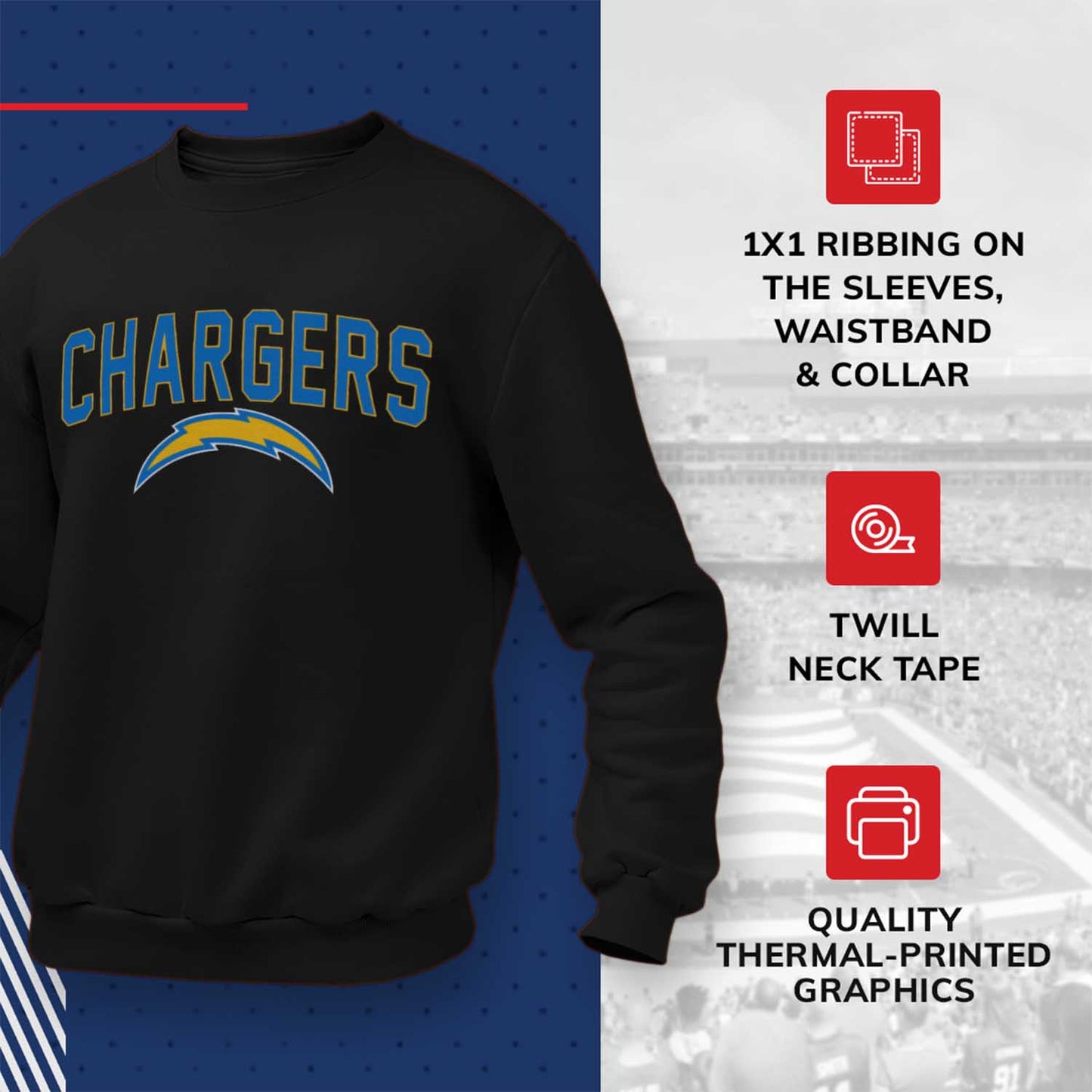 Los Angeles Chargers NFL Home Team Crew - Black