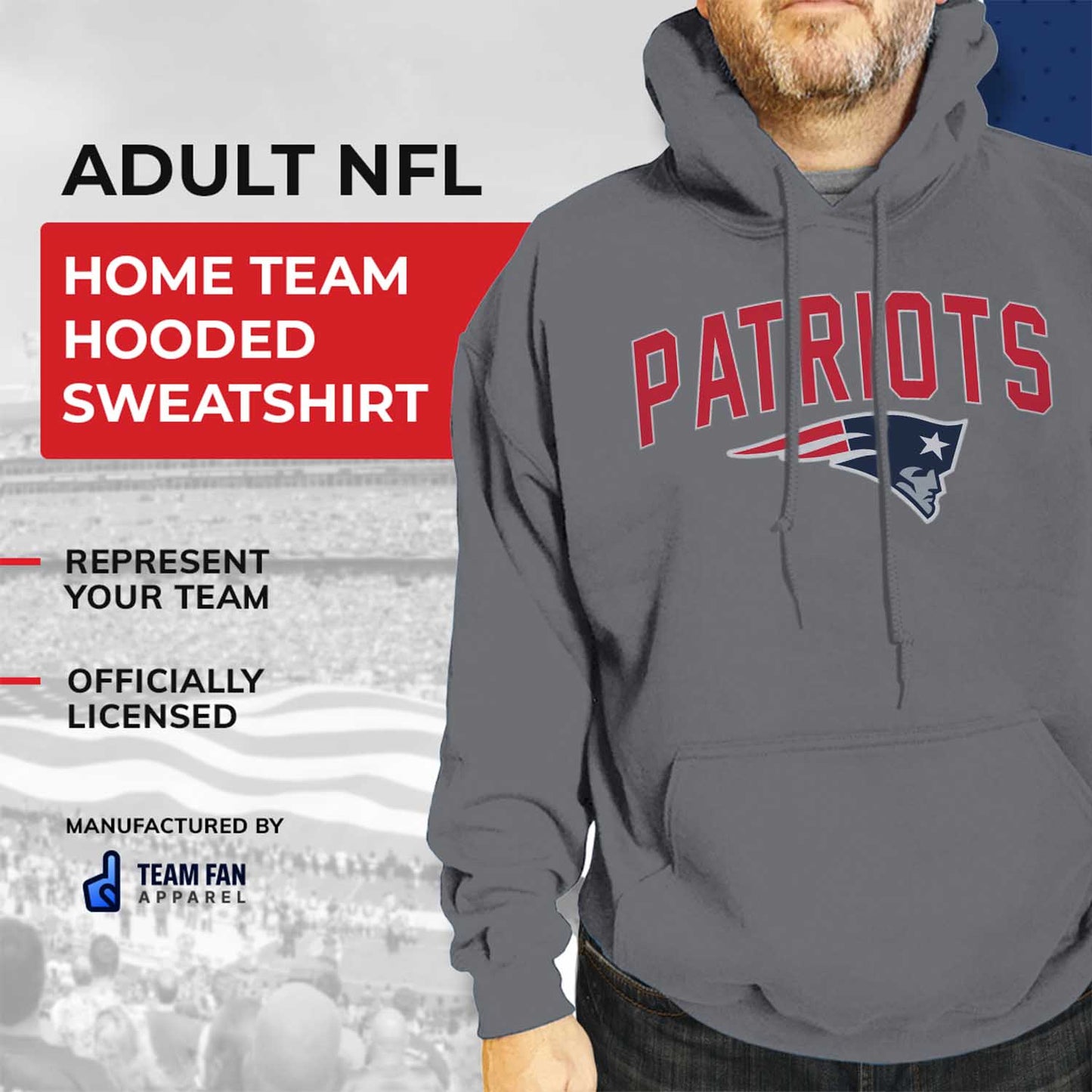 New England Patriots NFL Home Team Hoodie - Gray