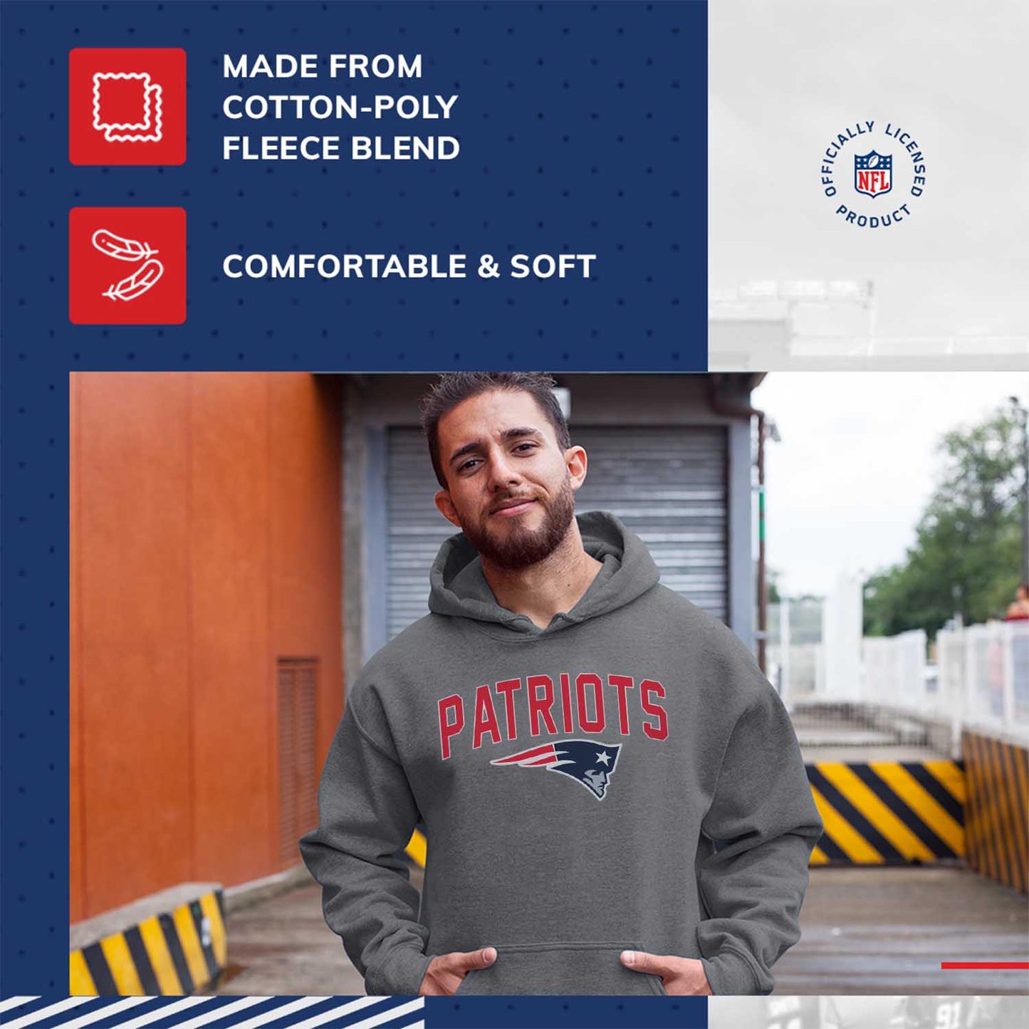 New England Patriots NFL Home Team Hoodie - Gray