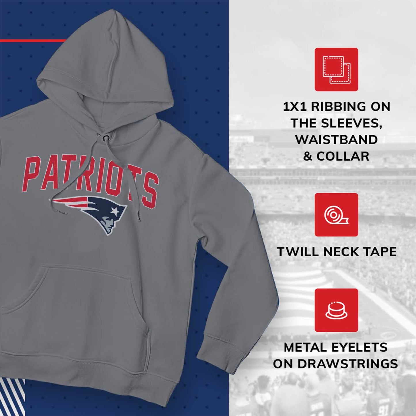 New England Patriots NFL Home Team Hoodie - Gray