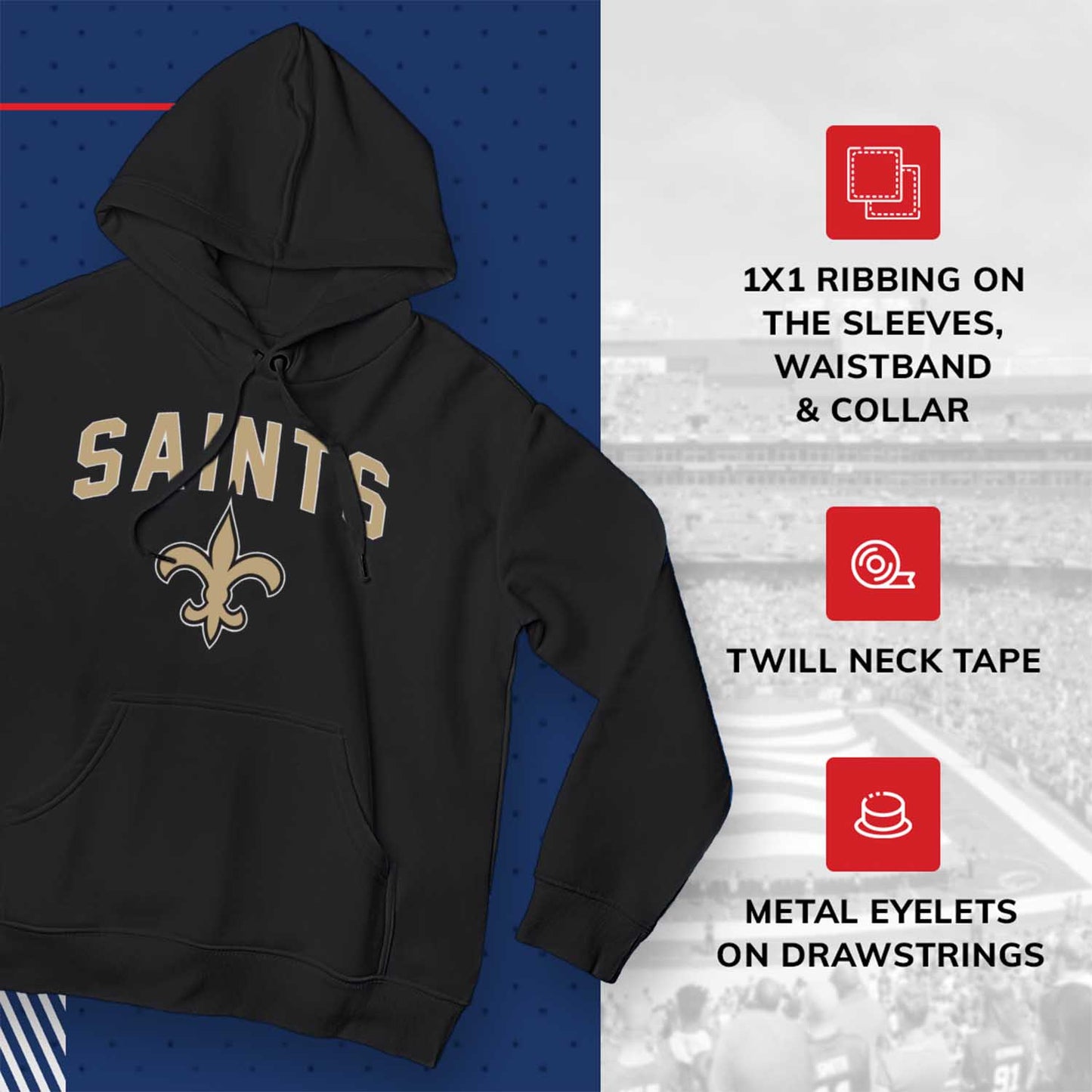 New Orleans Saints NFL Home Team Hoodie - Black