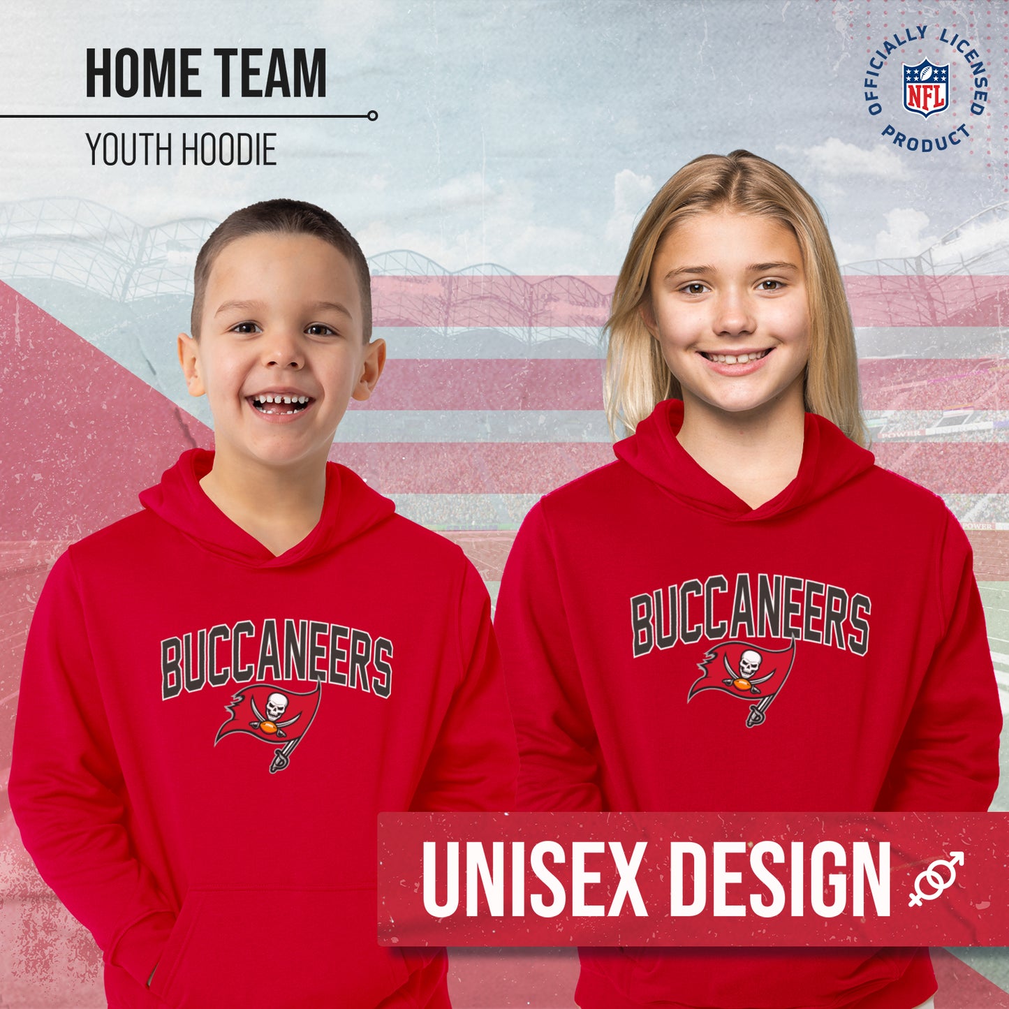Tampa Bay Buccaneers NFL Youth Home Team Hoodie- Kids Hooded Sweatshirt - Red