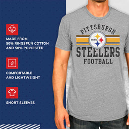 Pittsburgh Steelers NFL Adult Short Sleeve Team Stripe Tee - Sport Gray