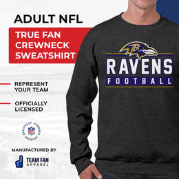 Baltimore Ravens NFL Adult True Fan Crewneck Sweatshirt - Charcoal