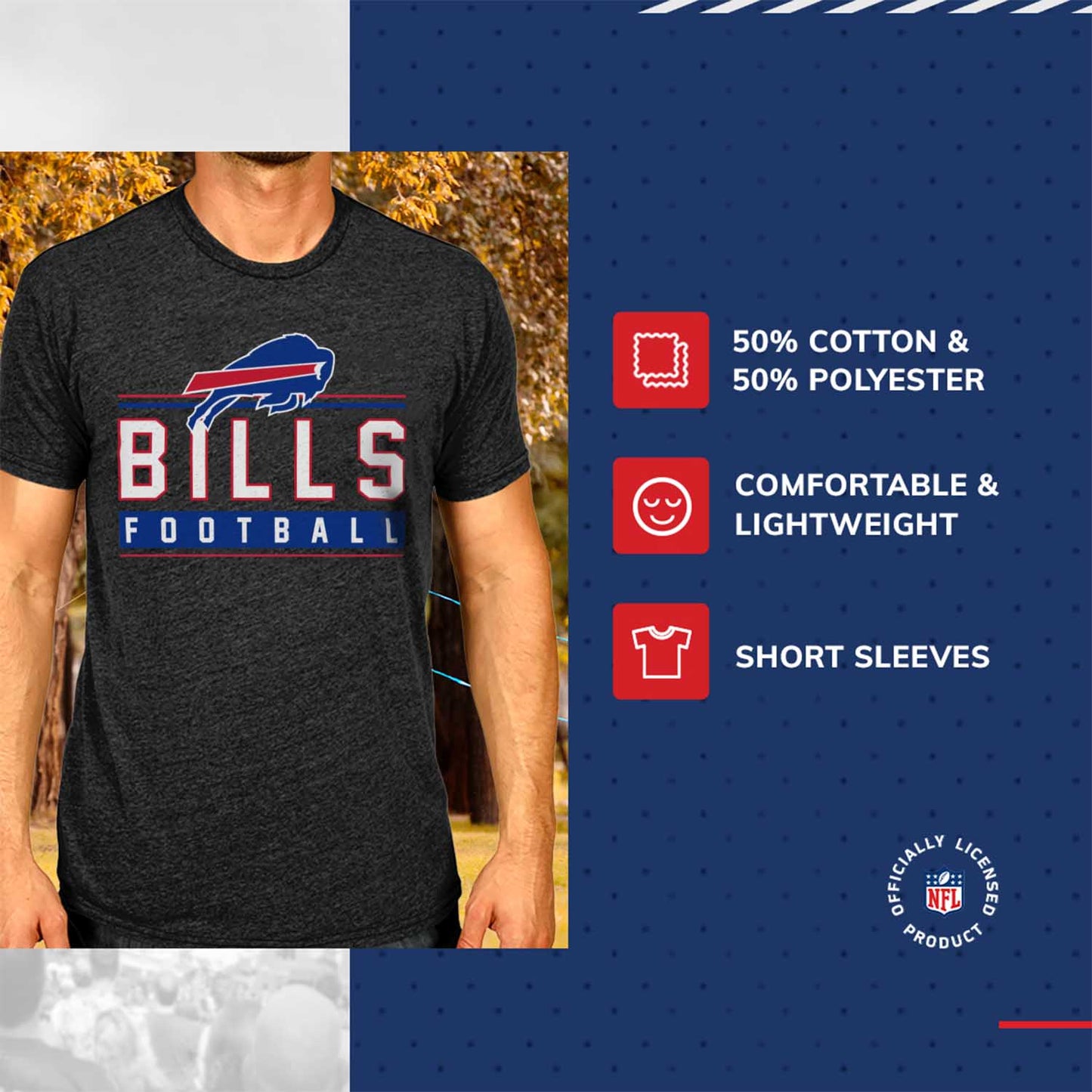 Buffalo Bills NFL Adult MVP True Fan T-Shirt - Charcoal