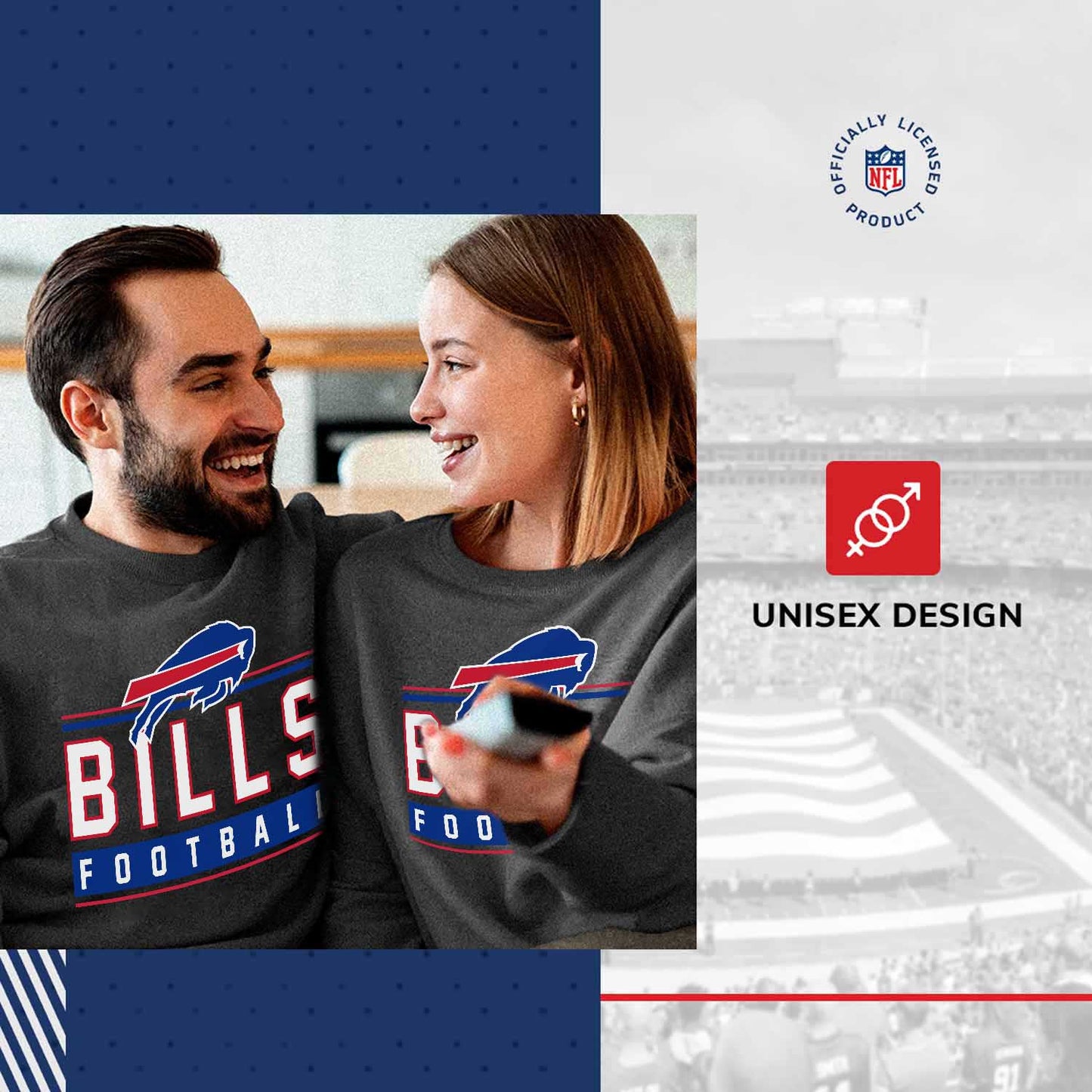 Buffalo Bills NFL Adult True Fan Crewneck Sweatshirt - Charcoal