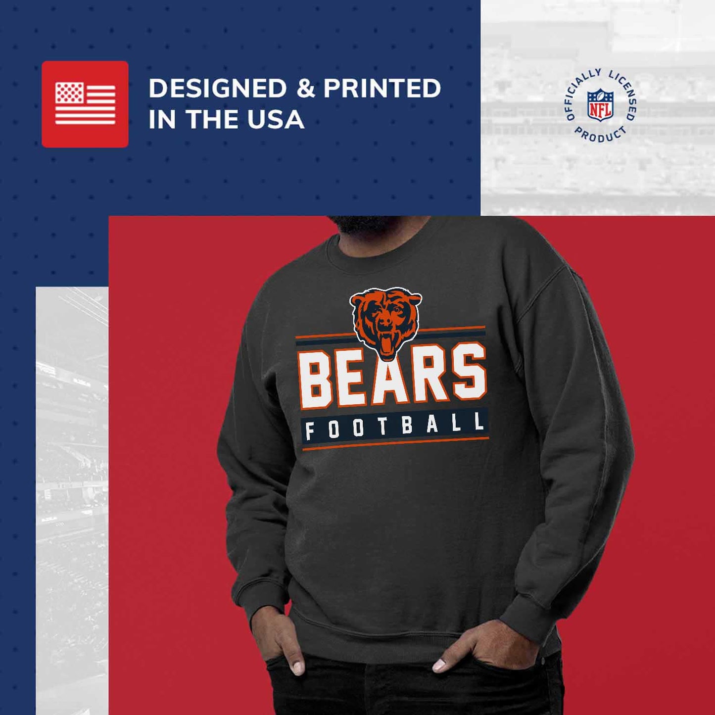 Chicago Bears NFL Adult True Fan Crewneck Sweatshirt - Charcoal