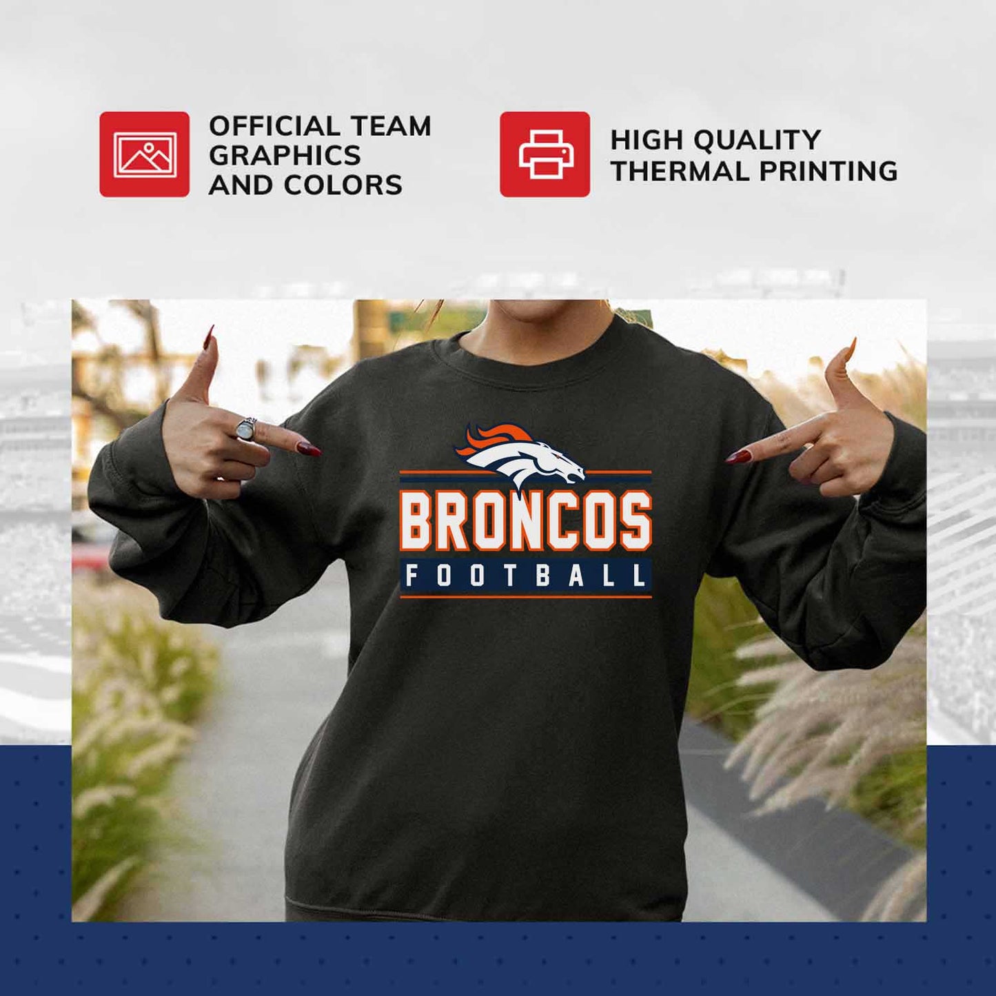 Denver Broncos NFL Adult True Fan Crewneck Sweatshirt - Charcoal