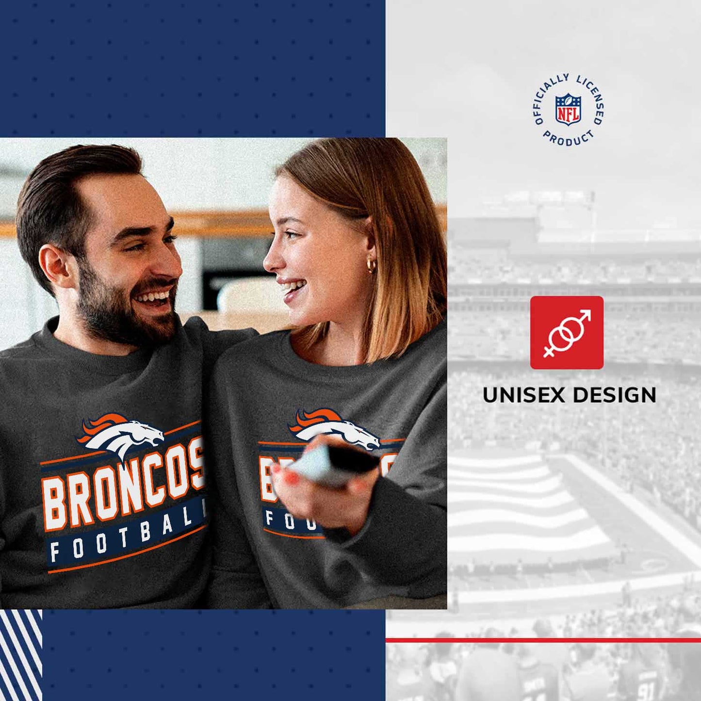 Denver Broncos NFL Adult True Fan Crewneck Sweatshirt - Charcoal