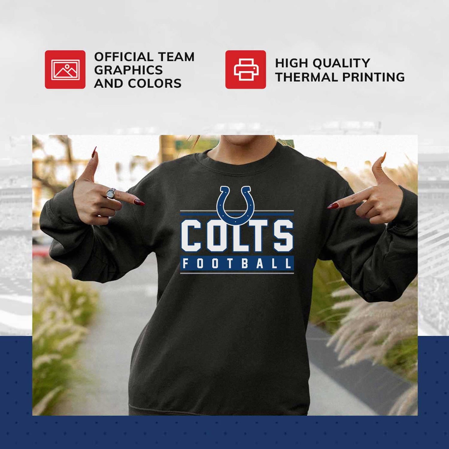 Indianapolis Colts NFL Adult True Fan Crewneck Sweatshirt - Charcoal