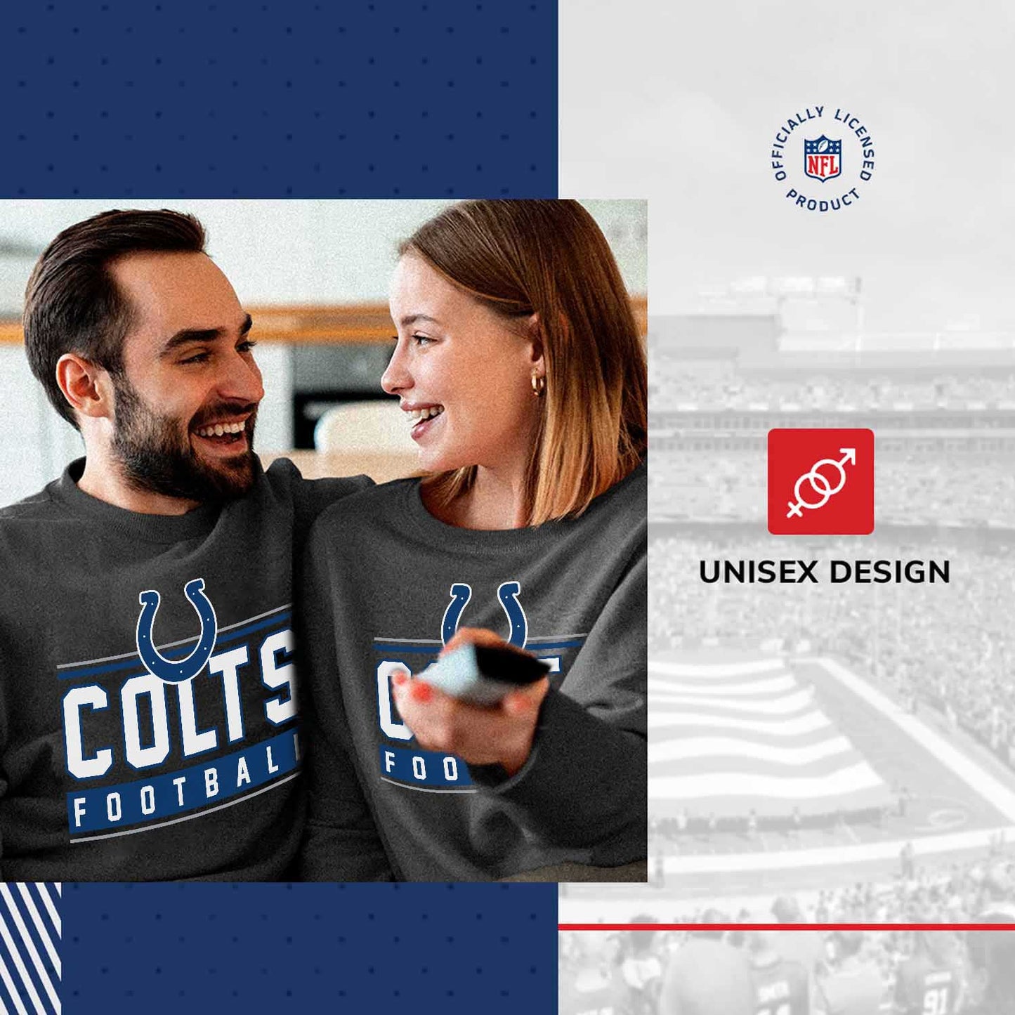 Indianapolis Colts NFL Adult True Fan Crewneck Sweatshirt - Charcoal