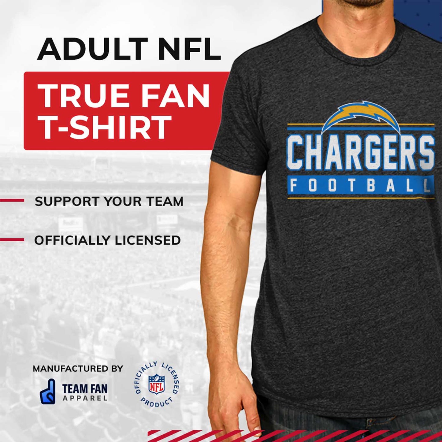 Los Angeles Chargers NFL Adult MVP True Fan T-Shirt - Charcoal