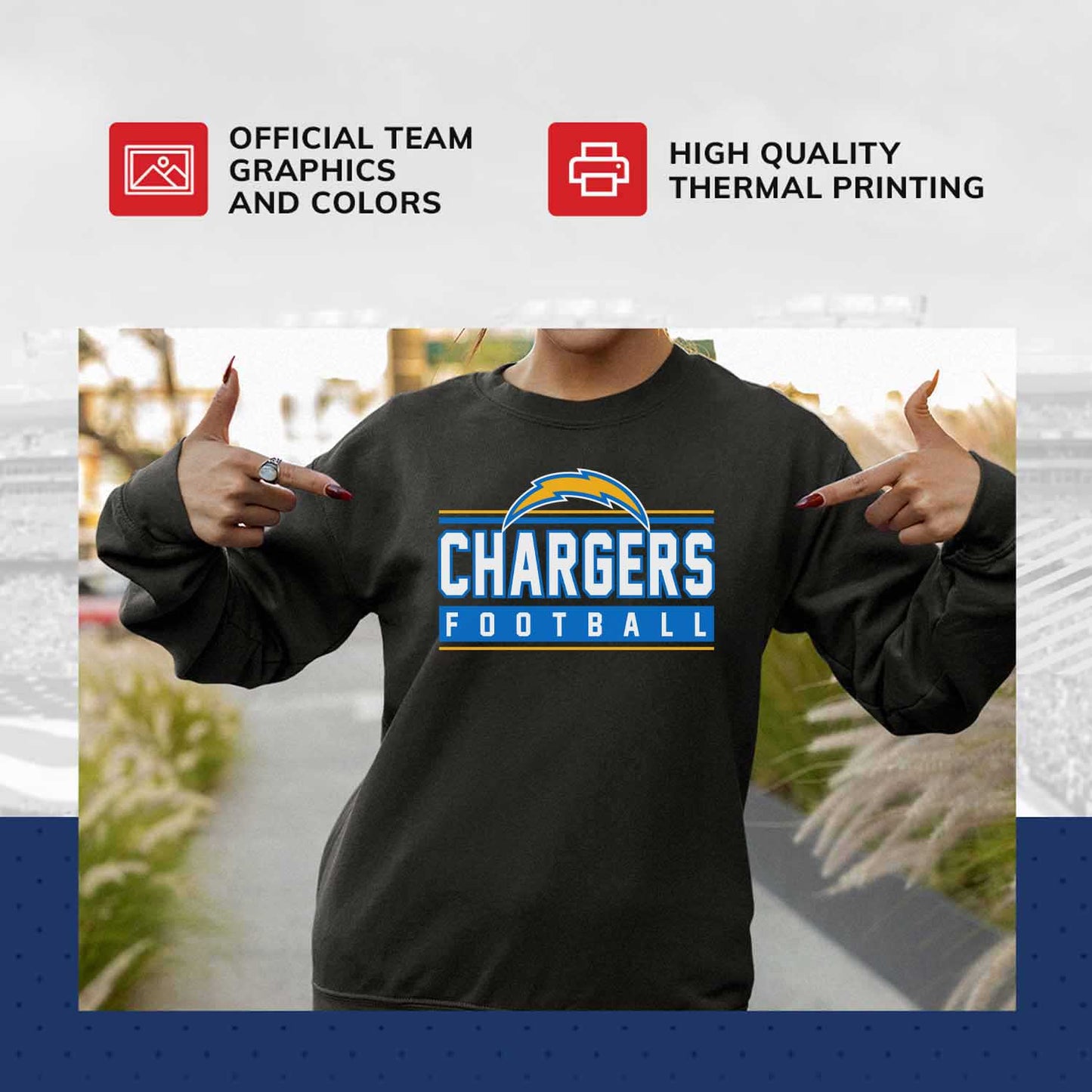 Los Angeles Chargers NFL Adult True Fan Crewneck Sweatshirt - Charcoal