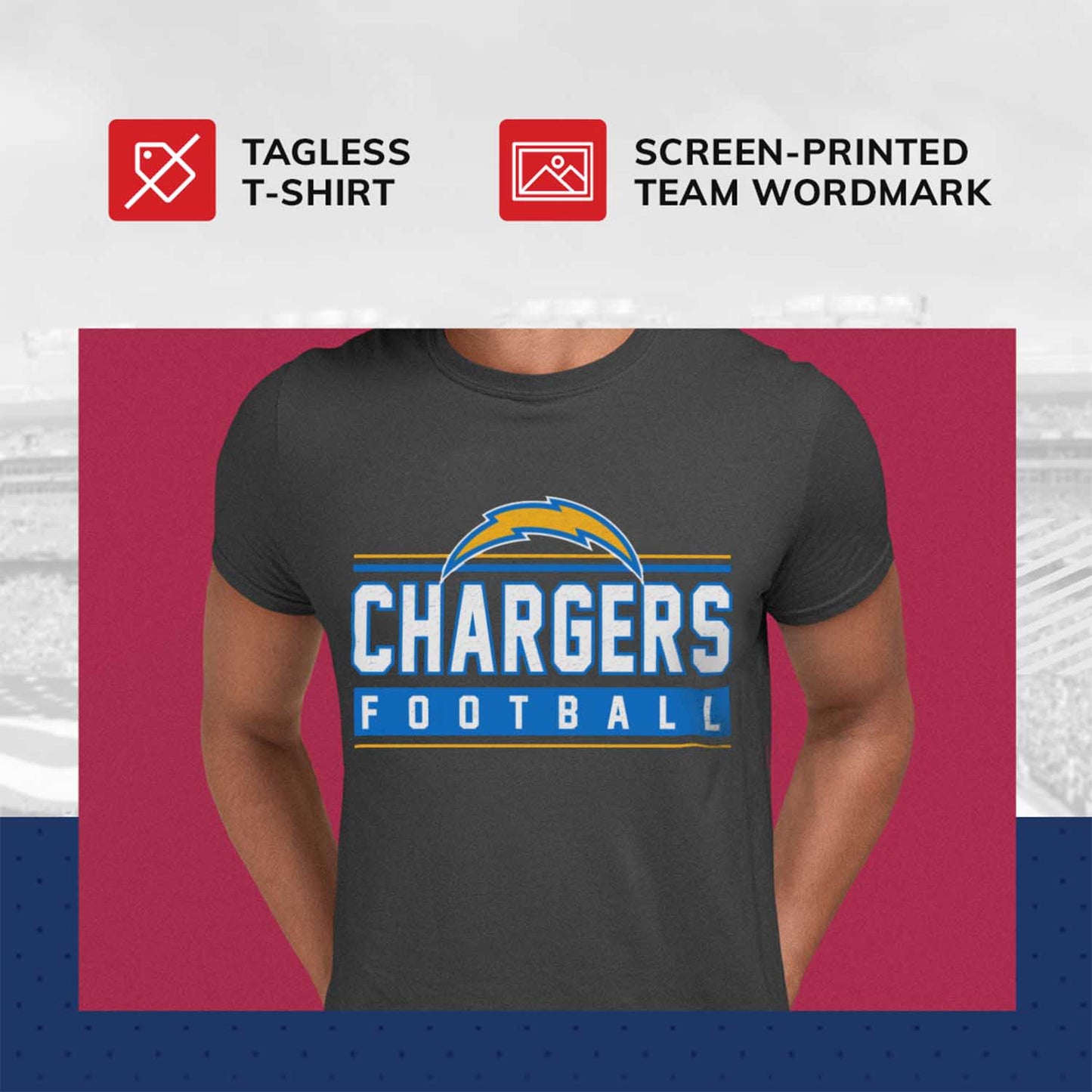 Los Angeles Chargers NFL Adult MVP True Fan T-Shirt - Charcoal
