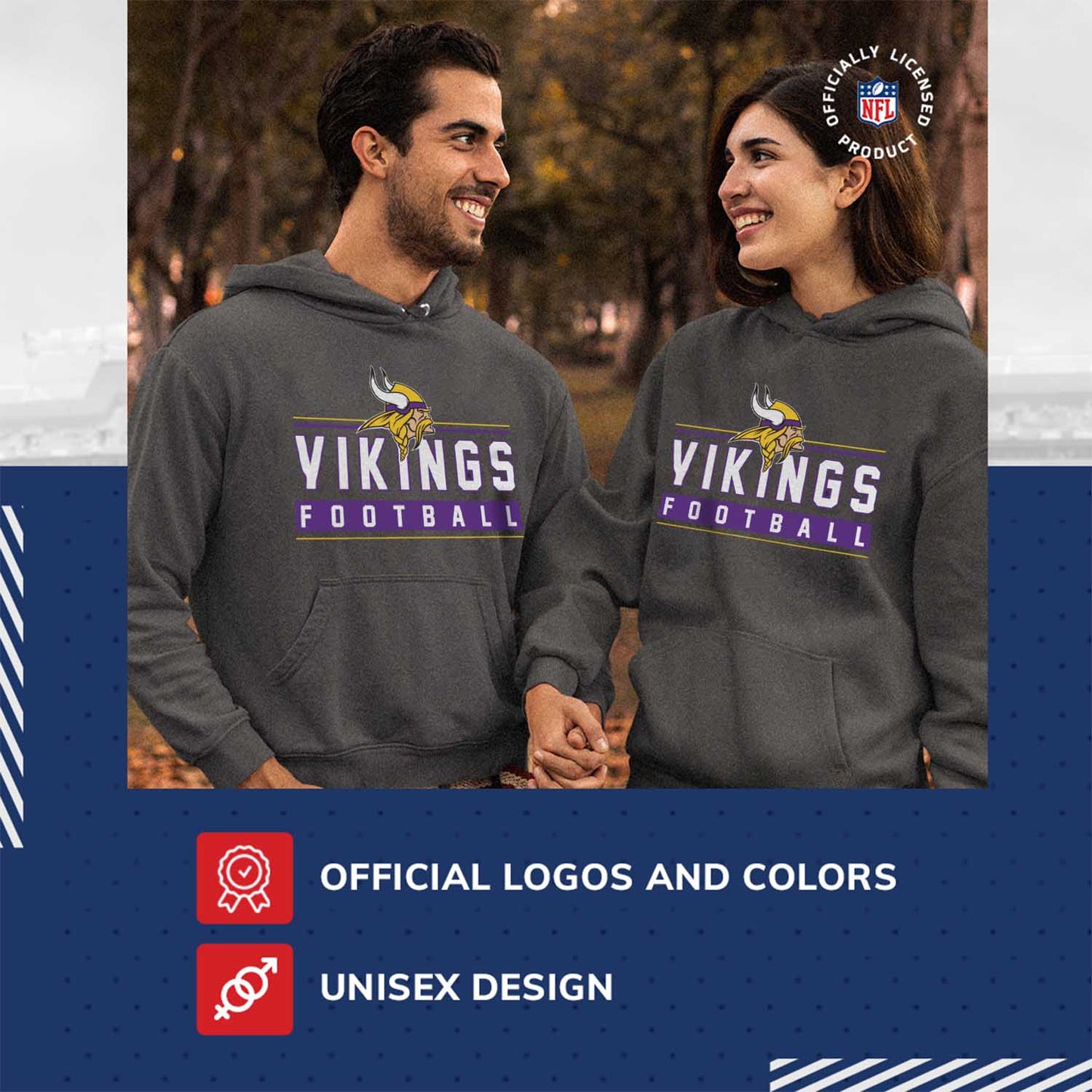 Minnesota Vikings NFL Adult True Fan Hooded Charcoal Sweatshirt - Charcoal