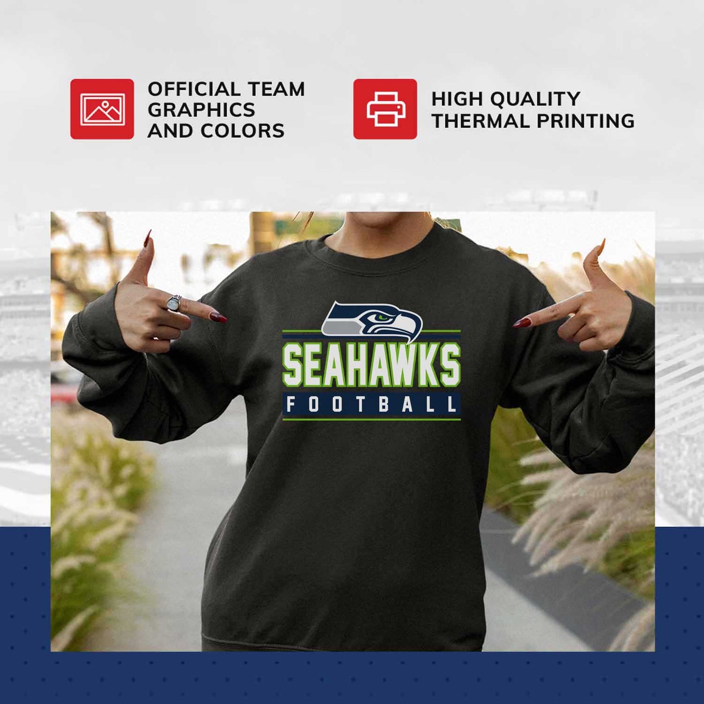 Seattle Seahawks NFL Adult True Fan Crewneck Sweatshirt - Charcoal