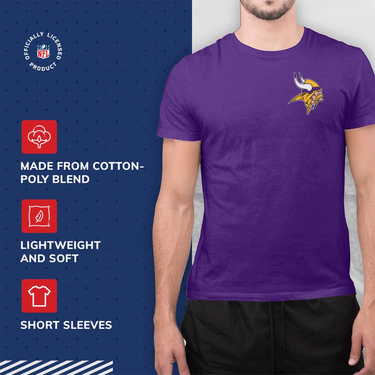 Minnesota Vikings NFL Pro Football Final Countdown Adult Cotton-Poly Short Sleeved T-Shirt For Men & Women - Purple