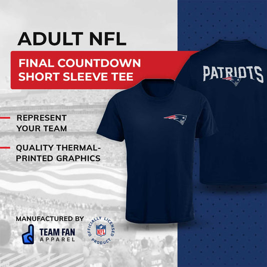 New England Patriots NFL Pro Football Final Countdown Adult Cotton-Poly Short Sleeved T-Shirt For Men & Women - Navy
