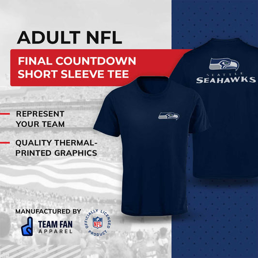 Seattle Seahawks NFL Pro Football Final Countdown Adult Cotton-Poly Short Sleeved T-Shirt For Men & Women - Navy