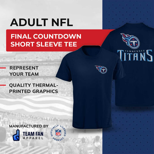 Tennessee Titans NFL Pro Football Final Countdown Adult Cotton-Poly Short Sleeved T-Shirt For Men & Women - Navy