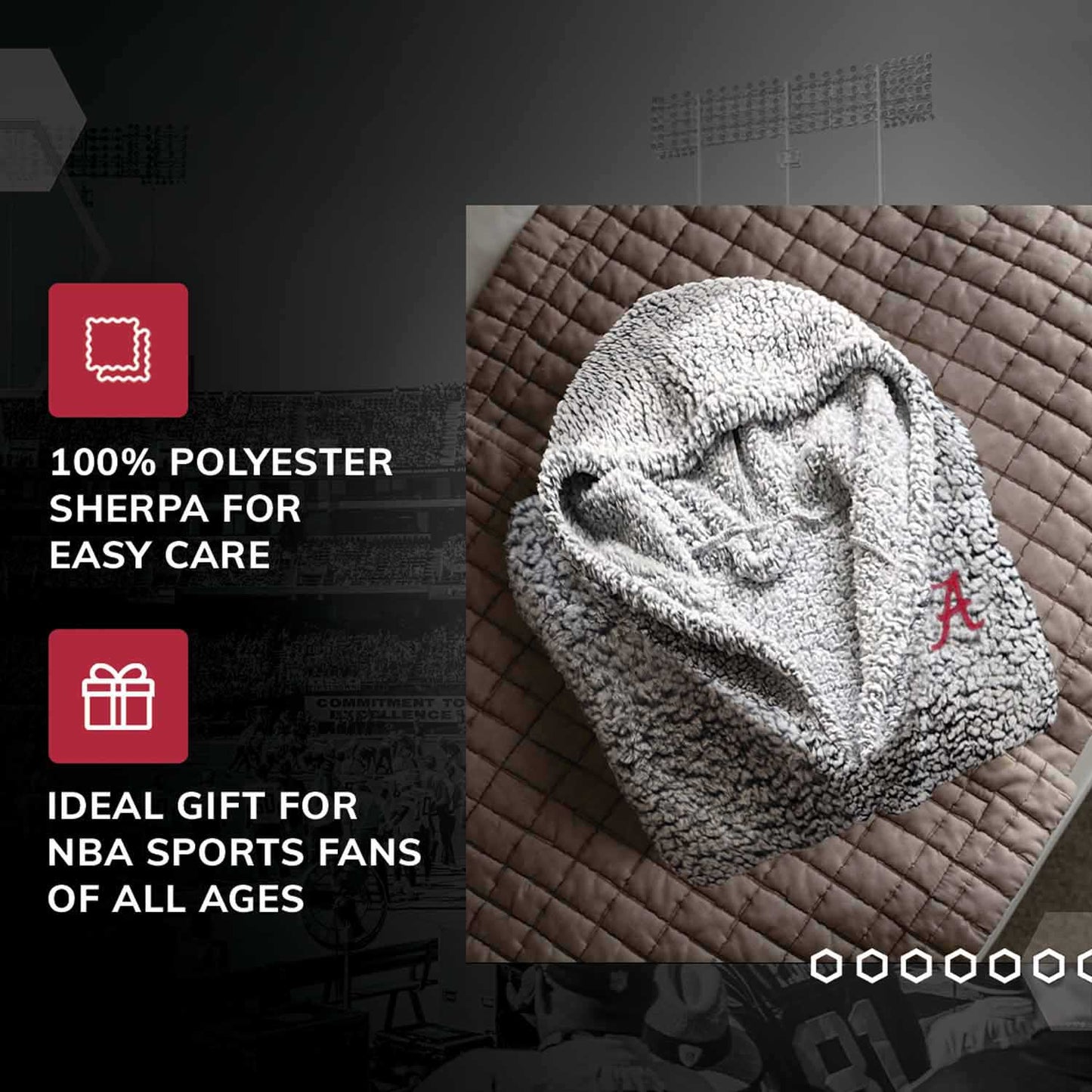 Alabama Crimson Tide NCAA Adult Plush Hooded Robe with Pockets - Gray