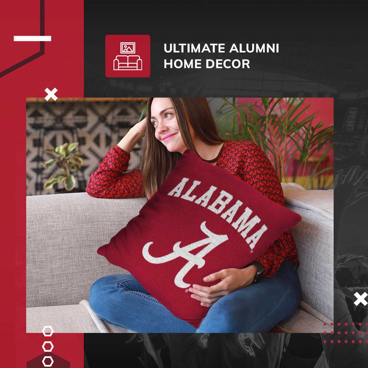 Alabama Crimson Tide NCAA Decorative Pillow - Crimson