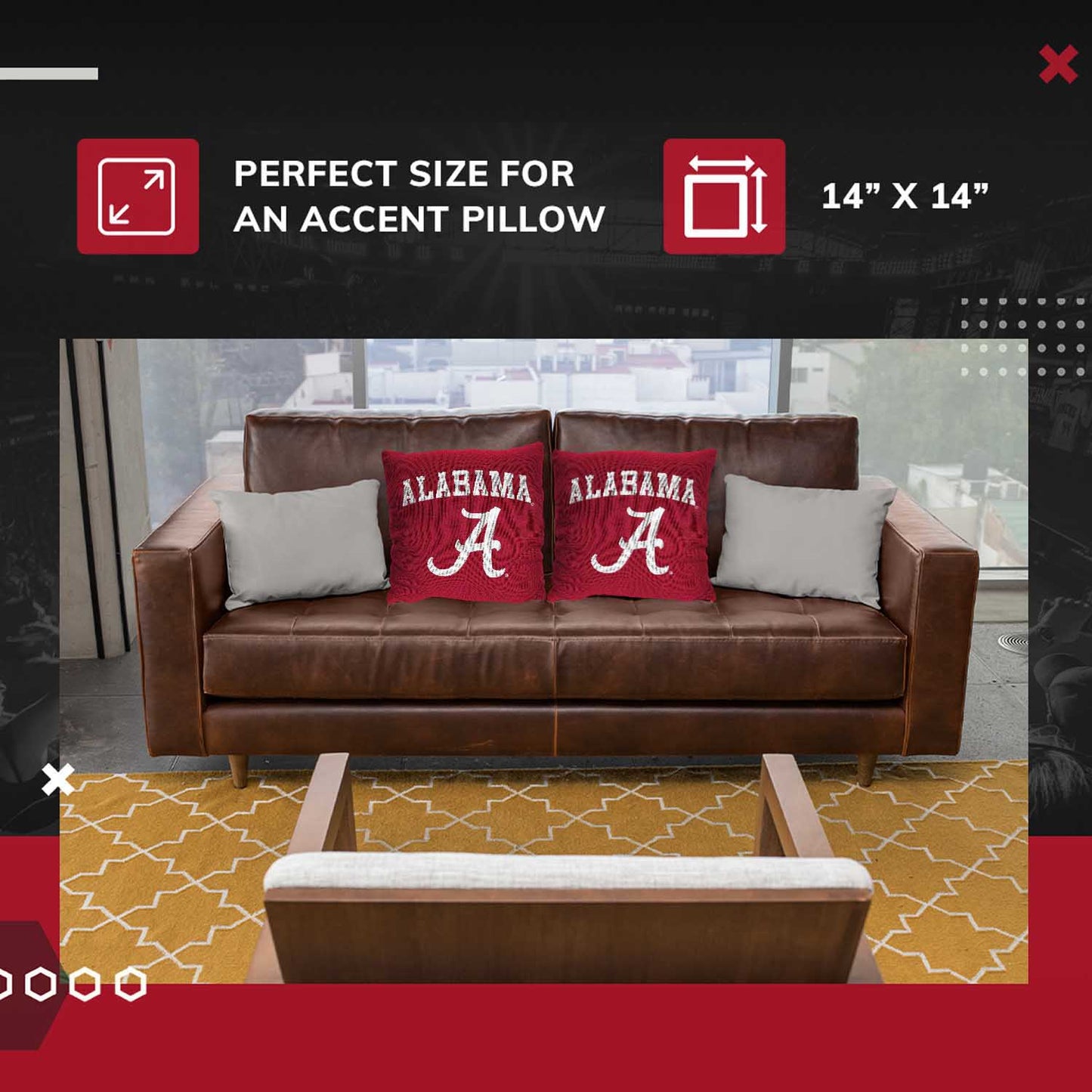 Alabama Crimson Tide NCAA Decorative Pillow - Crimson