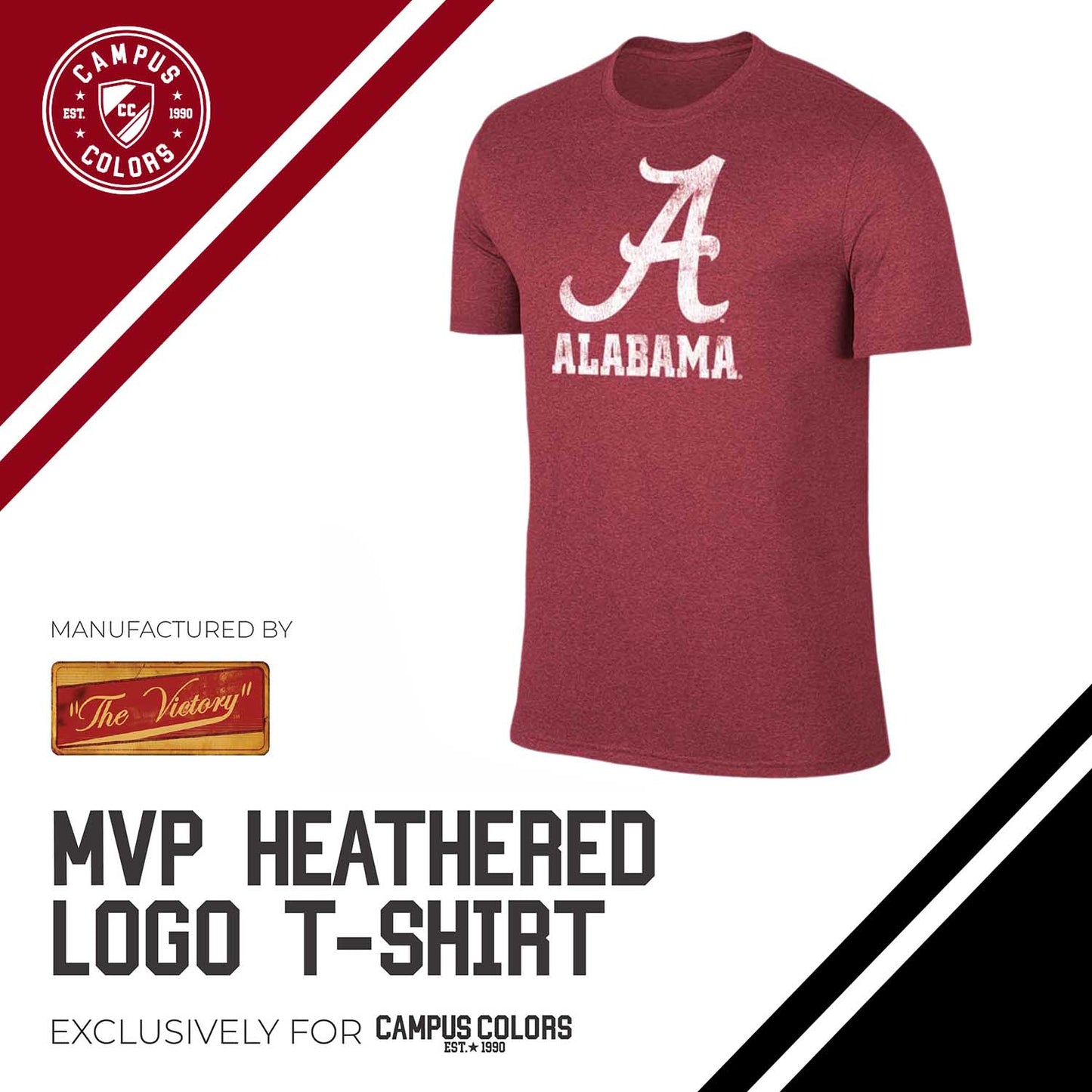Alabama Crimson Tide Adult MVP Heathered Cotton Blend T-Shirt - Crimson