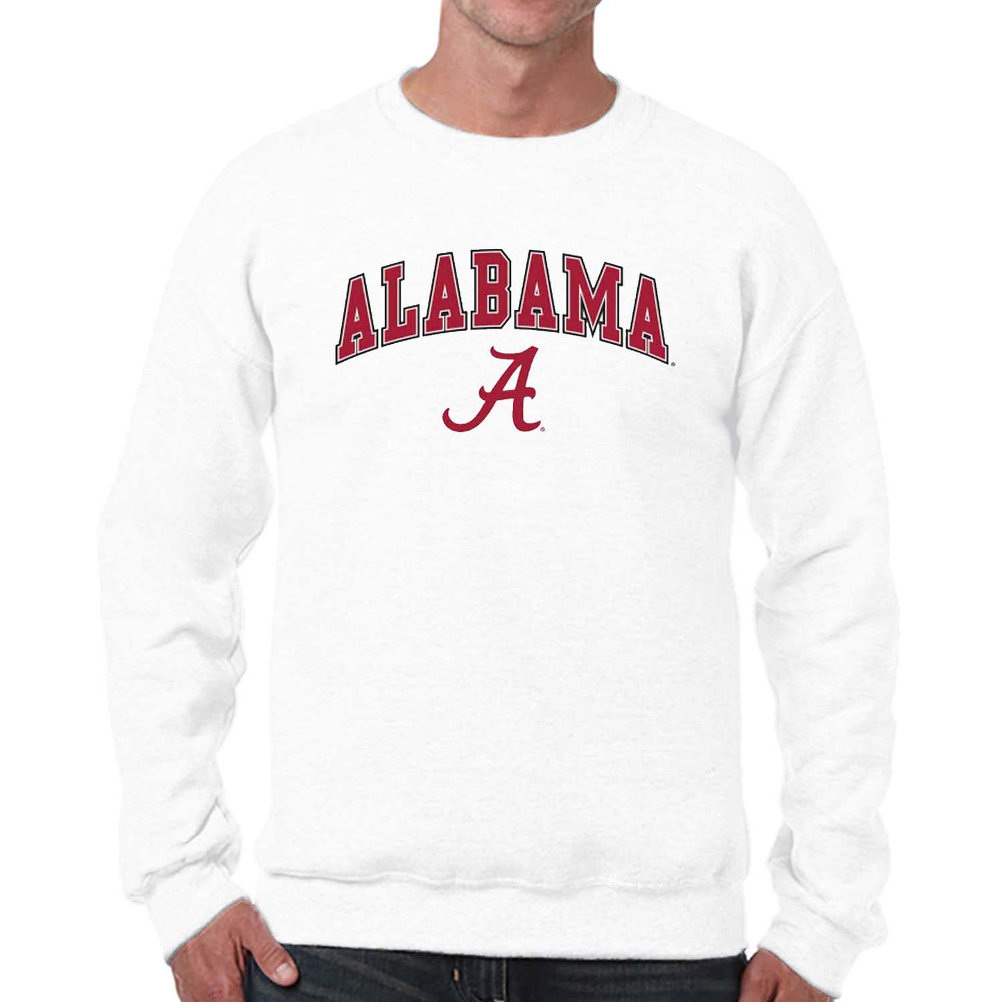 Alabama Crimson Tide Adult Arch & Logo Soft Style Gameday Crewneck Sweatshirt - White