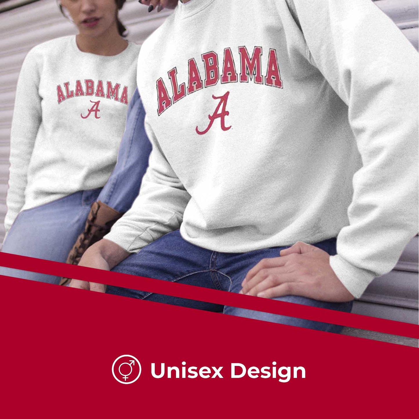 Alabama Crimson Tide Adult Arch & Logo Soft Style Gameday Crewneck Sweatshirt - White
