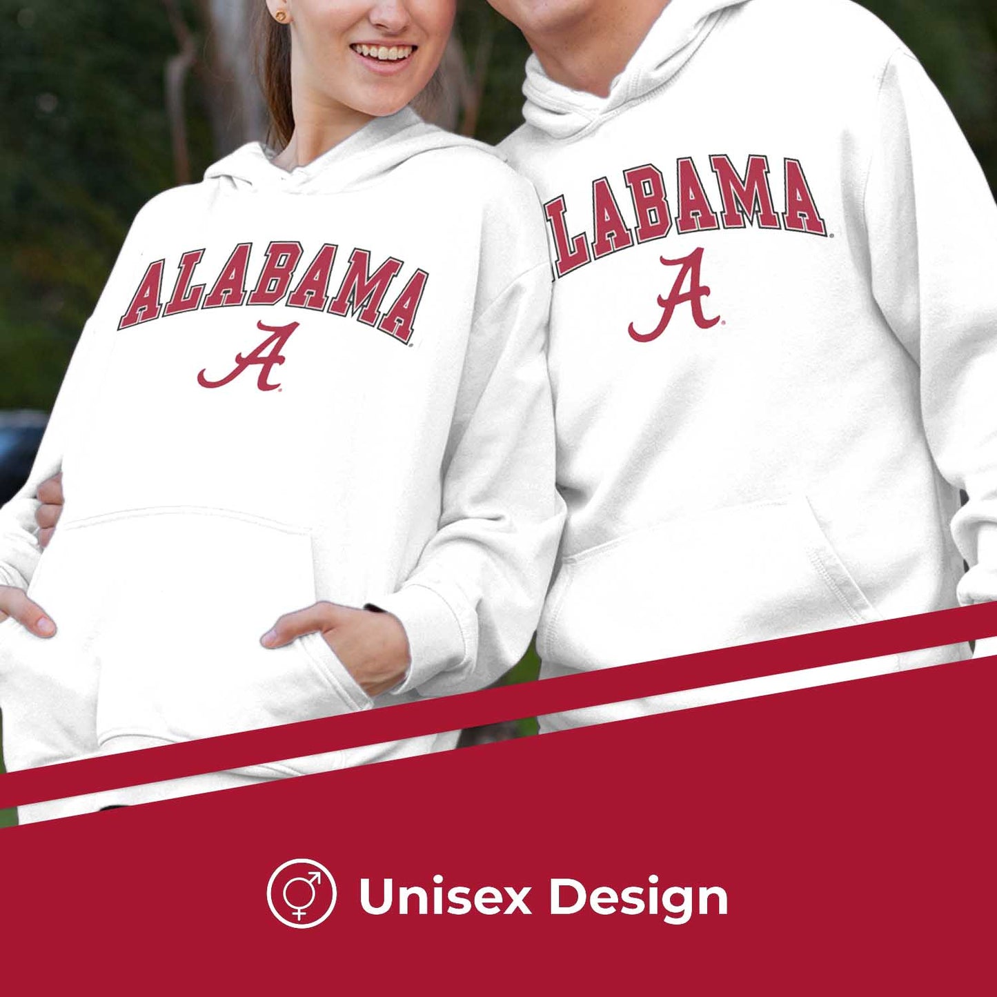 Alabama Crimson Tide Adult Arch & Logo Soft Style Gameday Hooded Sweatshirt - White