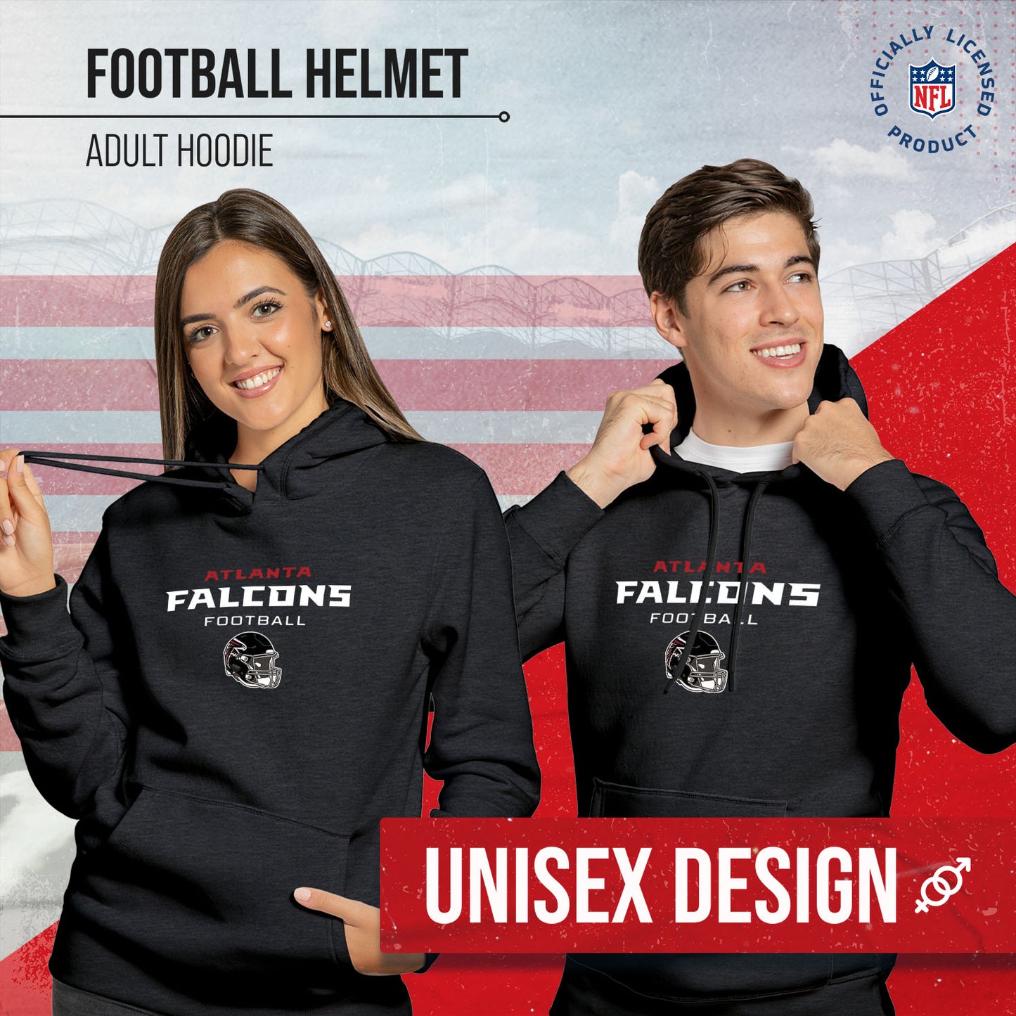 Atlanta Falcons Adult NFL Football Helmet Heather Hooded Sweatshirt - Charcoal