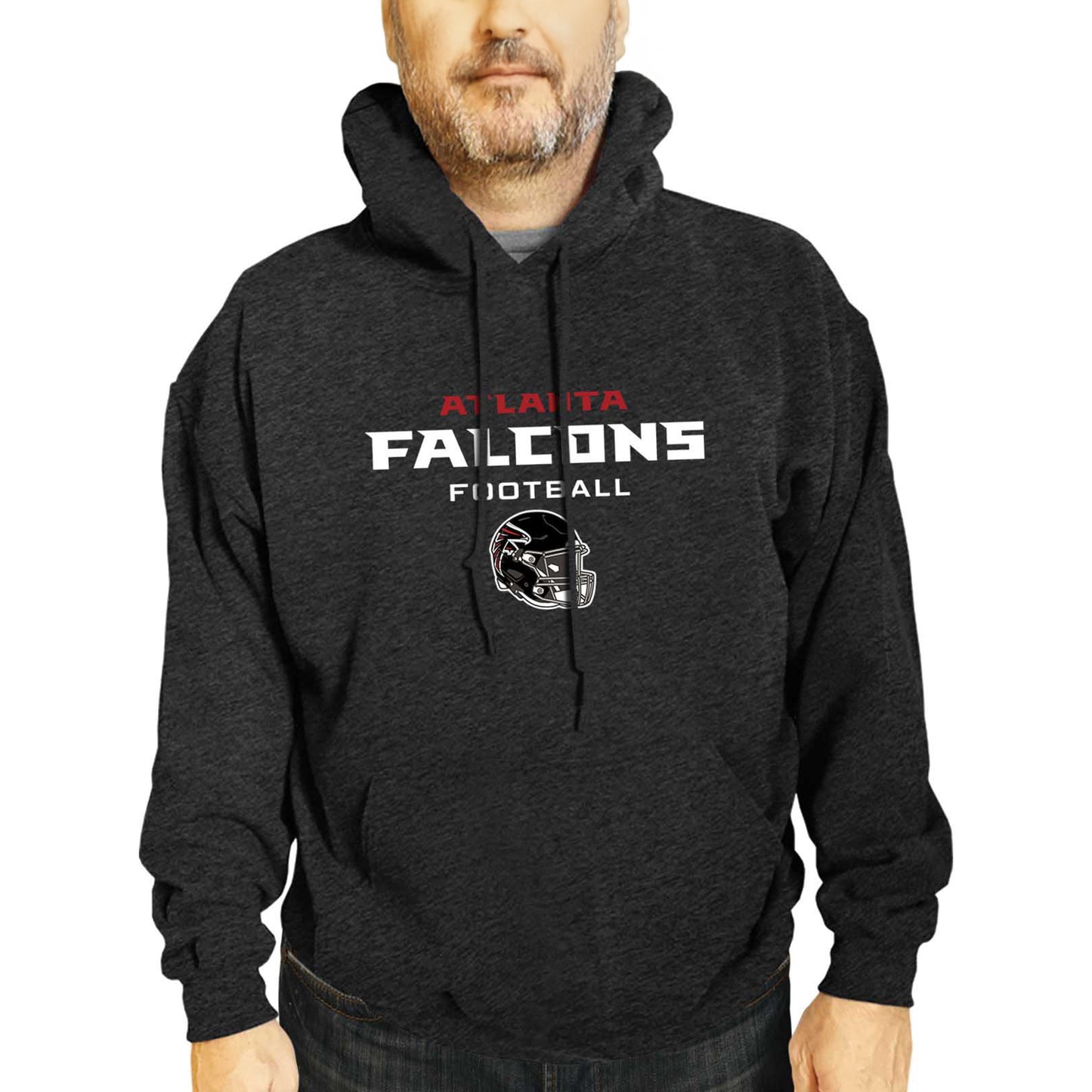Atlanta Falcons Adult NFL Football Helmet Heather Hooded Sweatshirt - Charcoal