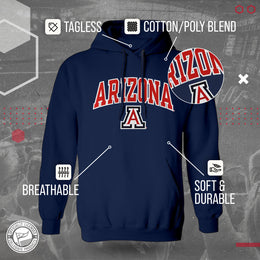 Arizona Wildcats NCAA Adult Tackle Twill Hooded Sweatshirt - Navy
