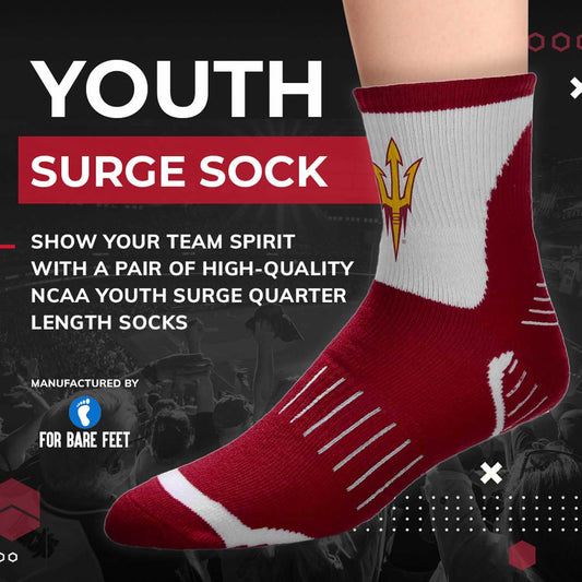 Arizona State Sun Devils NCAA Youth Surge Team Mascot Quarter Socks - Maroon