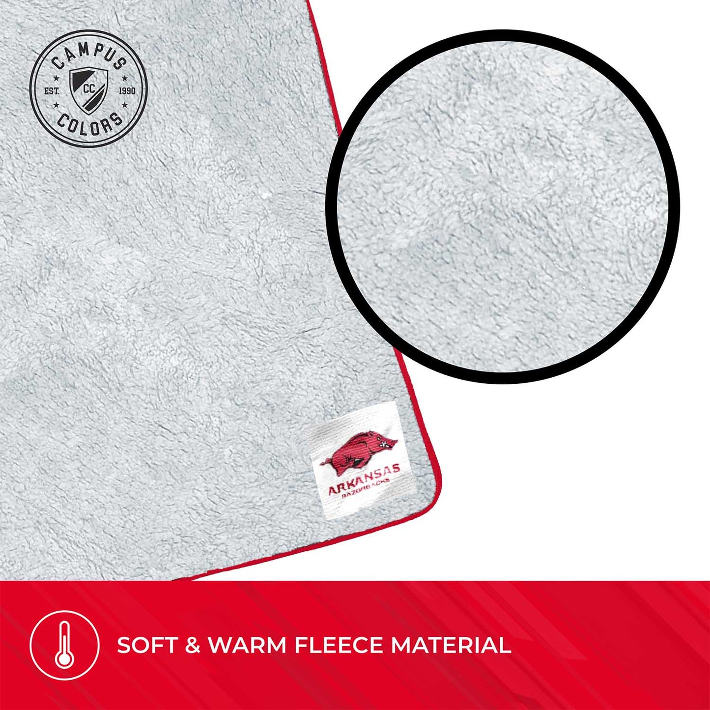 Arkansas Razorbacks NCAA Silk Sherpa College Throw Blanket - Maroon